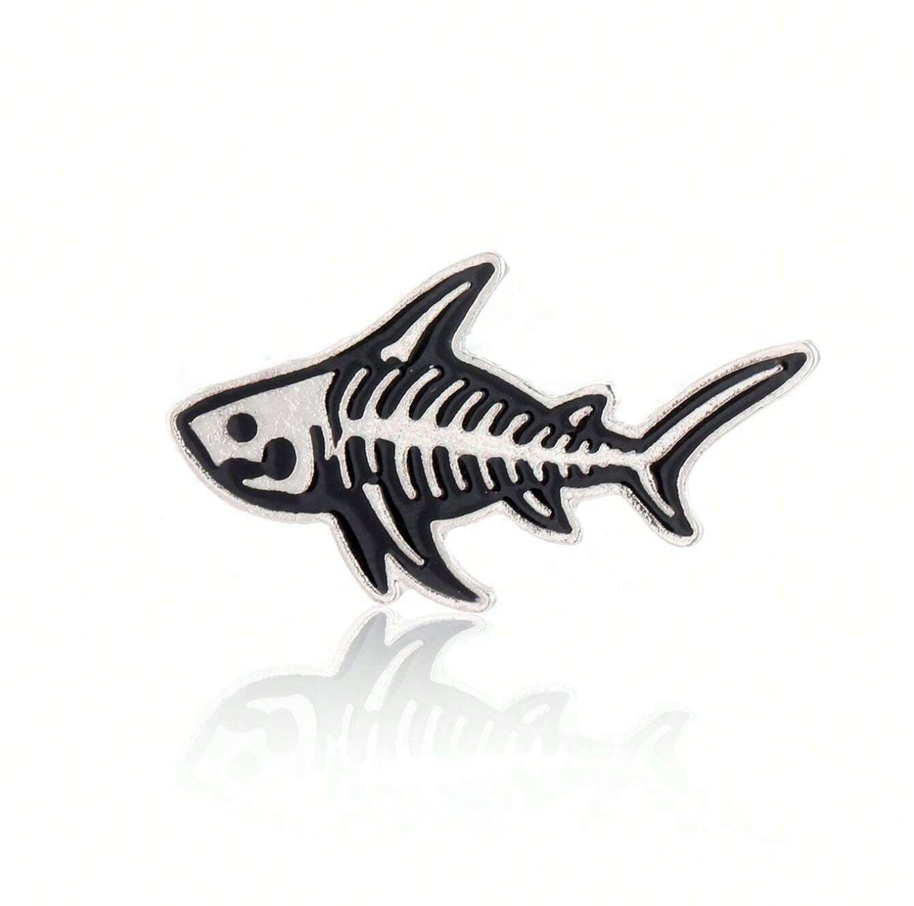 Skeleton Shark Pin Badge