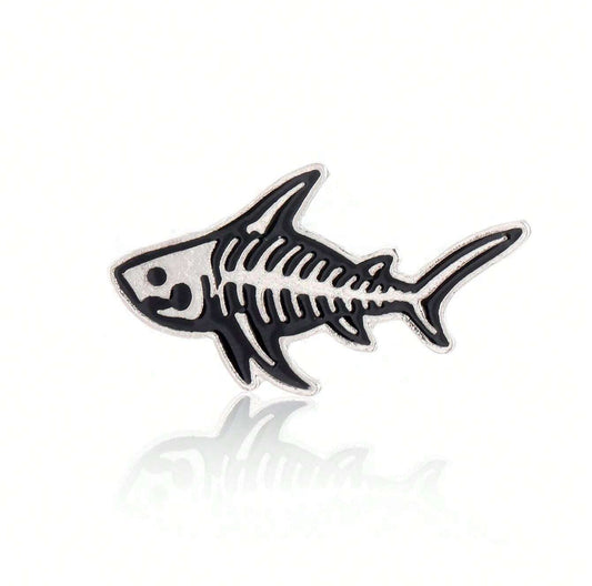 Skeleton Shark Pin Badge