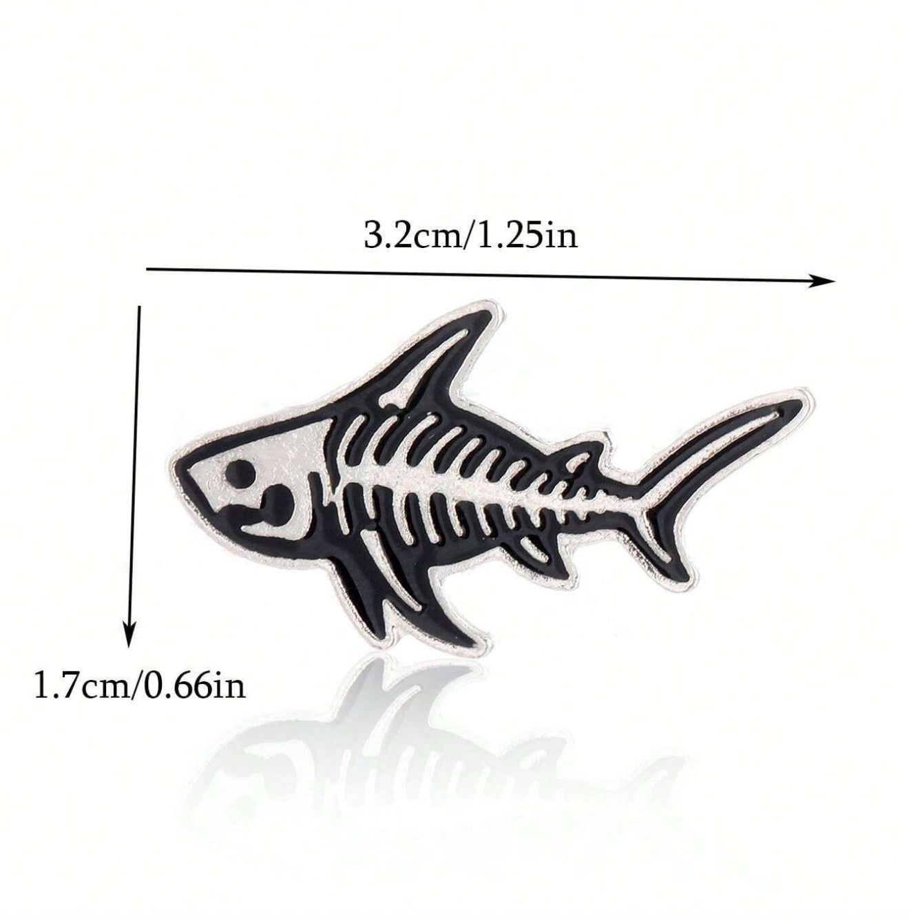 Skeleton Shark Pin Badge