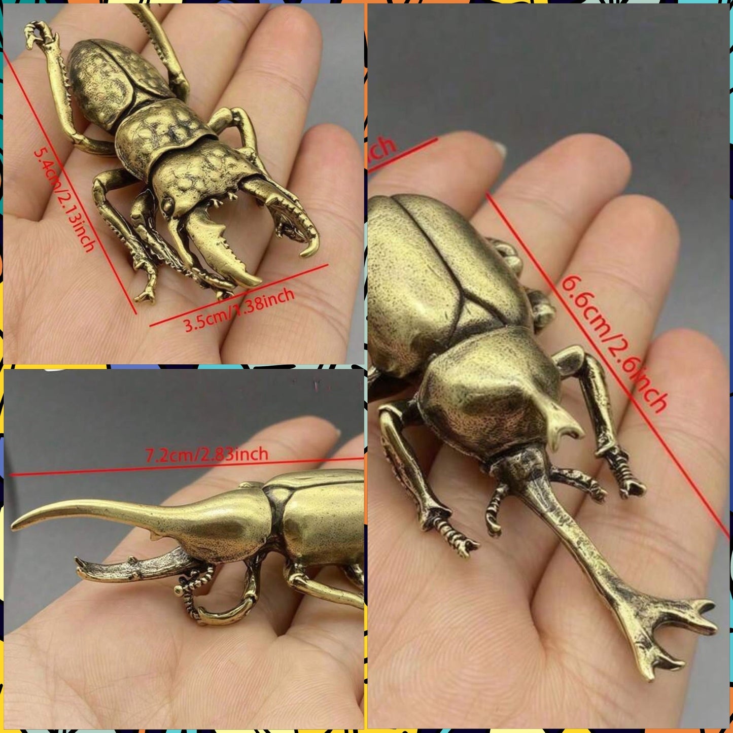 Beetle Vintage Brass Figure